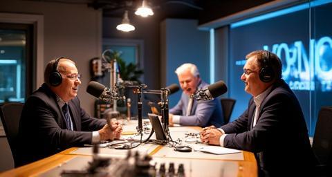 Imagem de estúdio de rádio para o Morning Drive Show - São Paulo Vibe